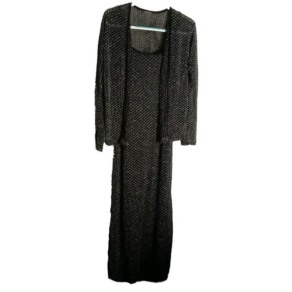Club Paradise Womens Black Long Dress With Cardigan Size Large - Picture 2 of 13